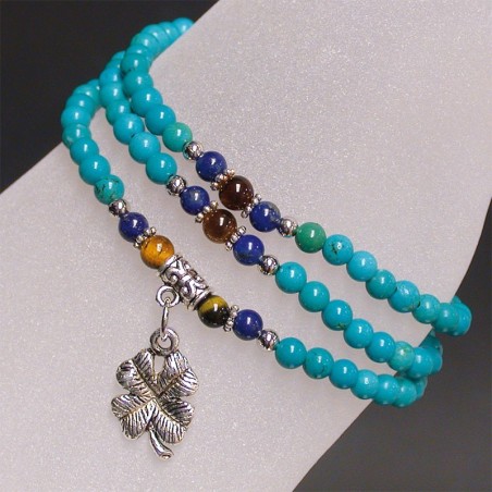 Bracelet 3 rangs howlite turquoise