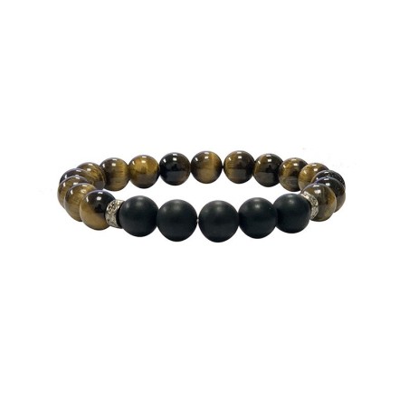 Bracelet homme oeil de tigre onyx depoli