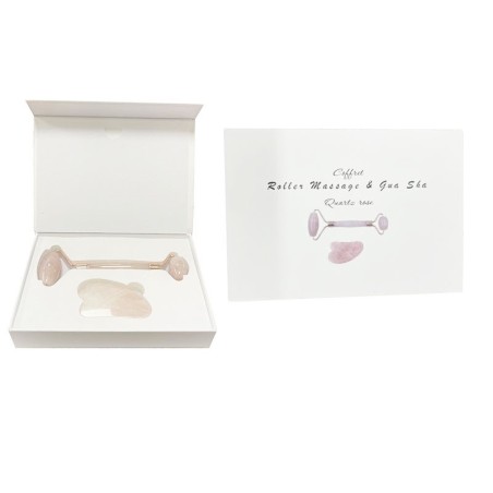 Coffret roller et gua sha quartz rose