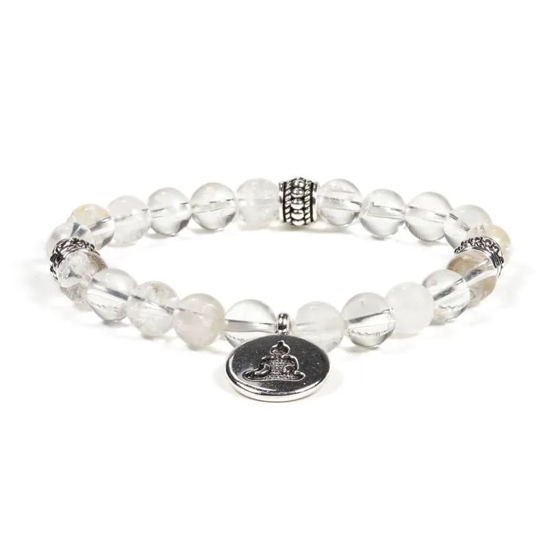 Bracelet cristal de roche bouddha 8mm