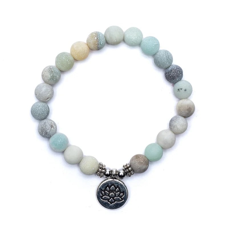 Bracelet amazonite lotus 8mm