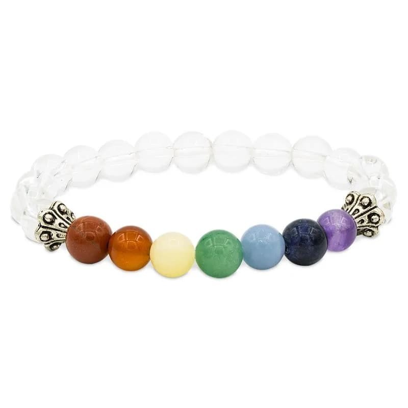 Bracelet 7 chakras cristal de roche 8mm