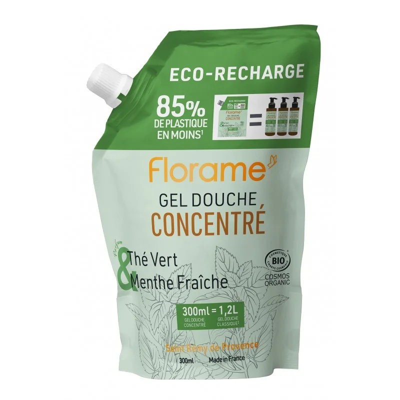 Eco-recharge gel douche concentré thé vert-menthe fraîche 300ml