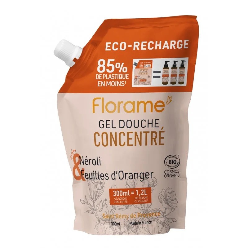 Eco-recharge gel douche concentré néroli-feuilles d'oranger 300ml