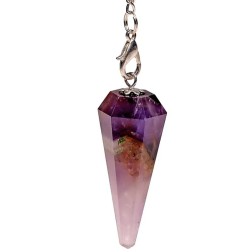 Pendule Améthyste chaînette 7 chakra 16g 3-4CM