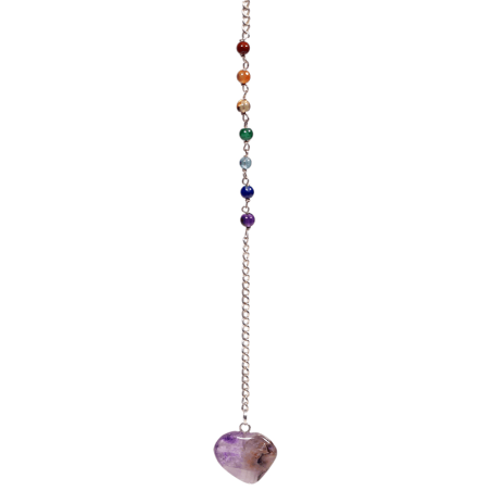 Pendule Améthyste chaînette 7 chakra 16g 3-4CM